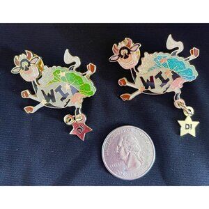 WI‎ Destination Imagination DI Glitter Cow Pin Star Charm New In Bag Set of 2